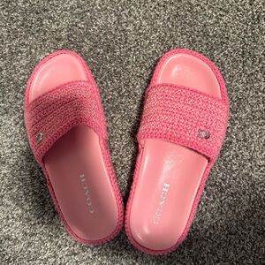 Coach Hot Pink Woven Slide Sandals